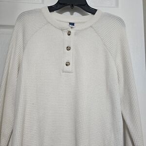 Old Navy Cream Plush Waffle Henley